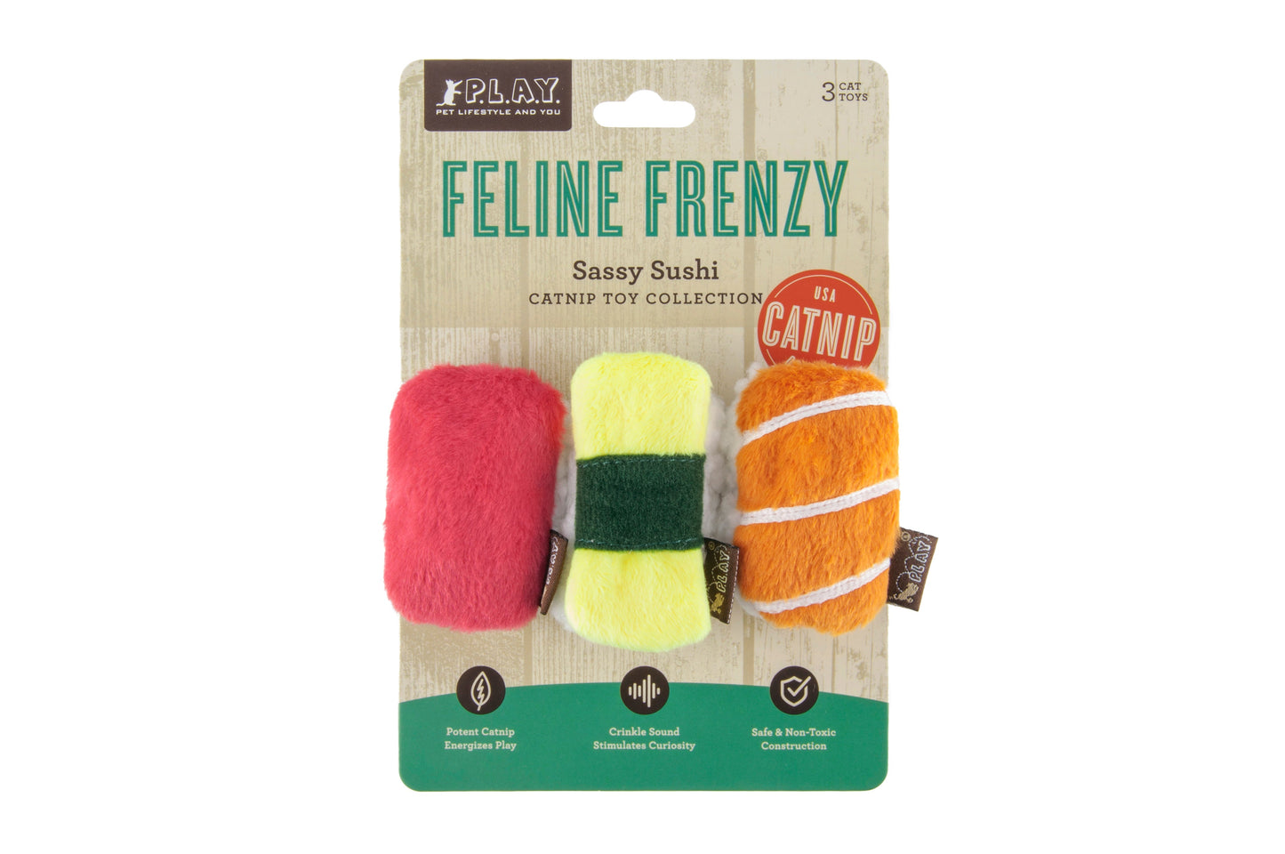 Feline Frenzy Sushi Cat Toy Set of 3