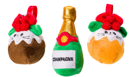 🍾 House of Paws Christmas Cake & Fizz Cat Toy Set – 3-Pack Catnip Toys