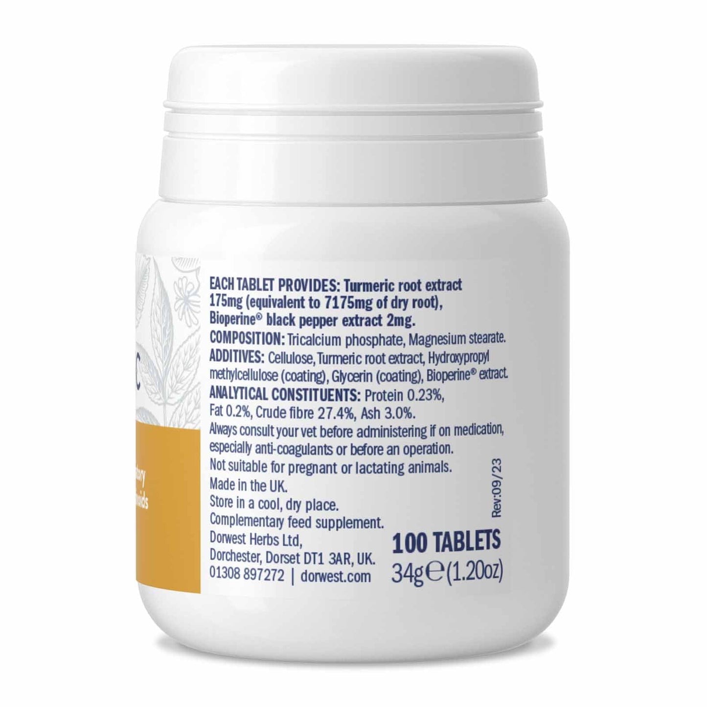 Dorwest Turmeric Tablets for Dogs & Cats – High-Strength Joint & Anti-Inflammatory Support