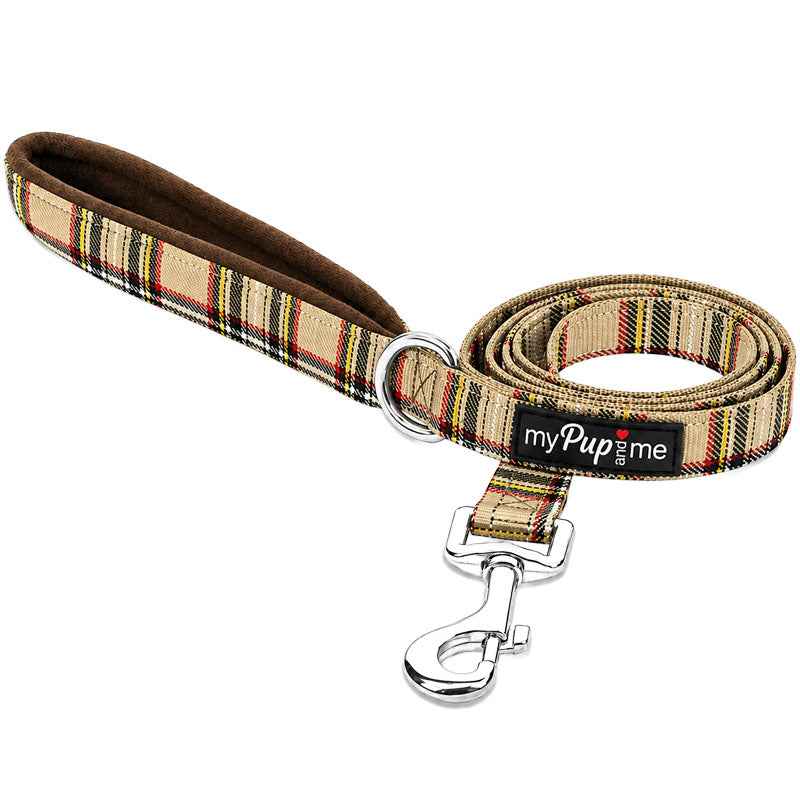 Luxury Brown Tartan Lead by My Pup and Me - Pet Supplier Store