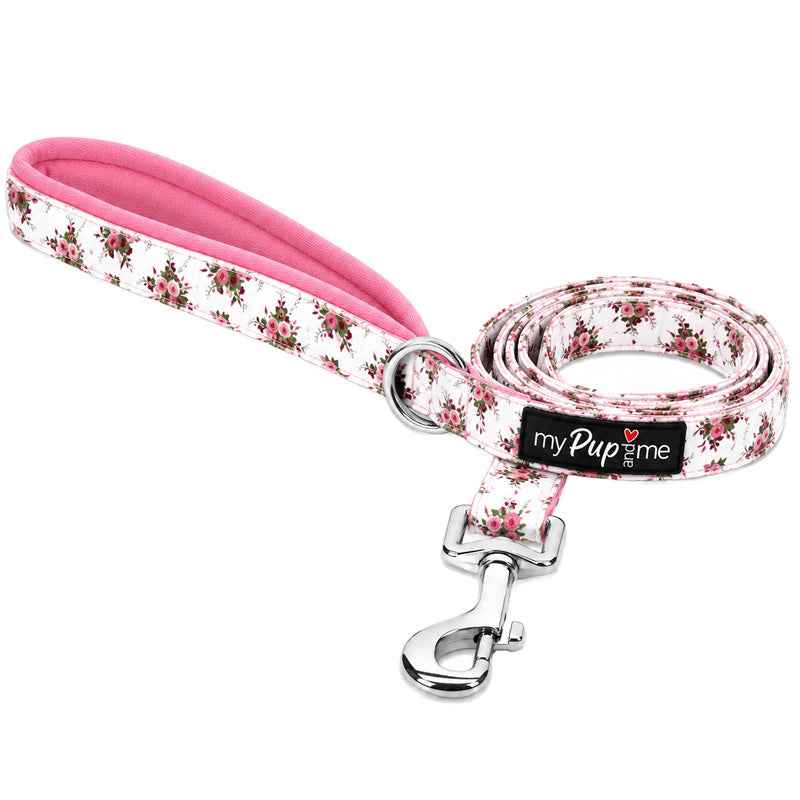 Luxury White Vintage Floral Lead by My Pup and Me - Pet Supplier Store