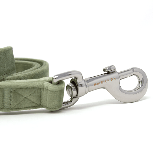 Sage Mist - Green Velvet Dog Lead with Silver Hardware - Pet Supplier Store