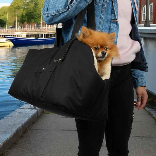 Soho Poms ALL Black Luxury Rainy Bear Dog Carrier with Zipper - Pet Supplier Store
