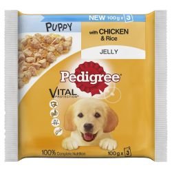 Pedigree Wet Puppy Dog Food Pouches Chicken in Jelly 3 x 100g - Pet Supplier Store