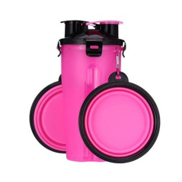Water bottle with foldable bowl