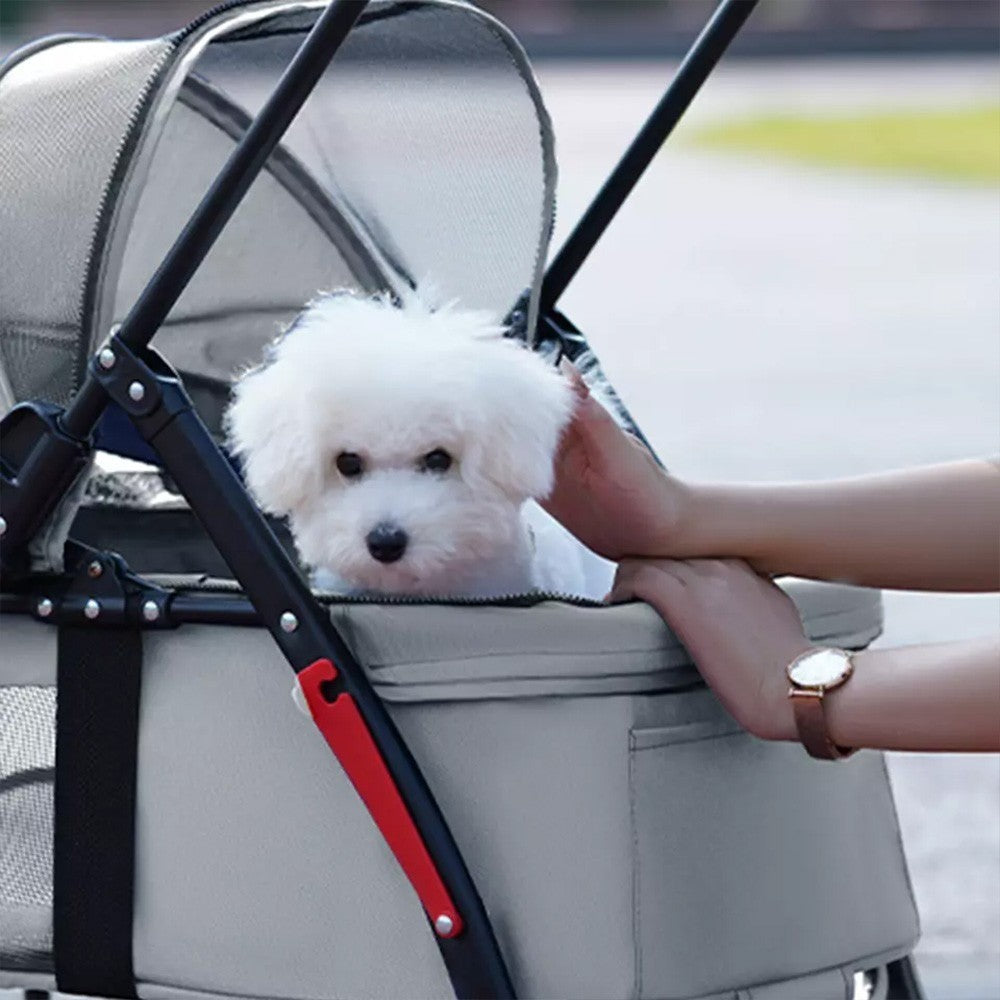 4-Wheel Portable Pet Stroller With Breathable Mesh Black