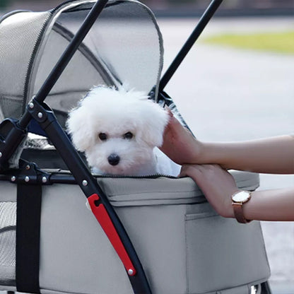 4-Wheel Portable Pet Stroller With Breathable Mesh Black