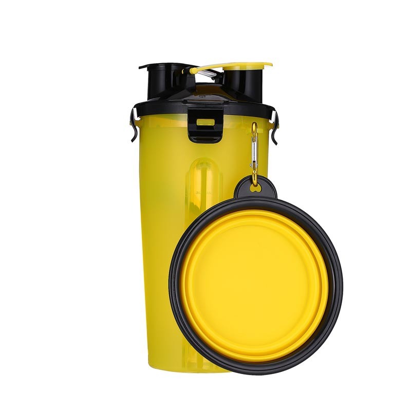Water bottle with foldable bowl