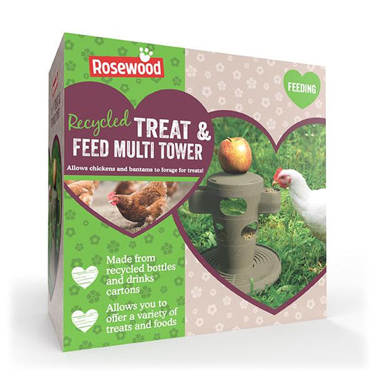 Recycled Treat & Feed Multi Tower – Eco-Friendly Enrichment for Chickens
