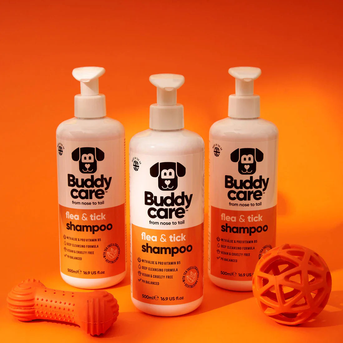 Buddy Care Flea & Tick Dog Shampoo – Natural Protection with Tea Tree, Eucalyptus & Coconut Oil