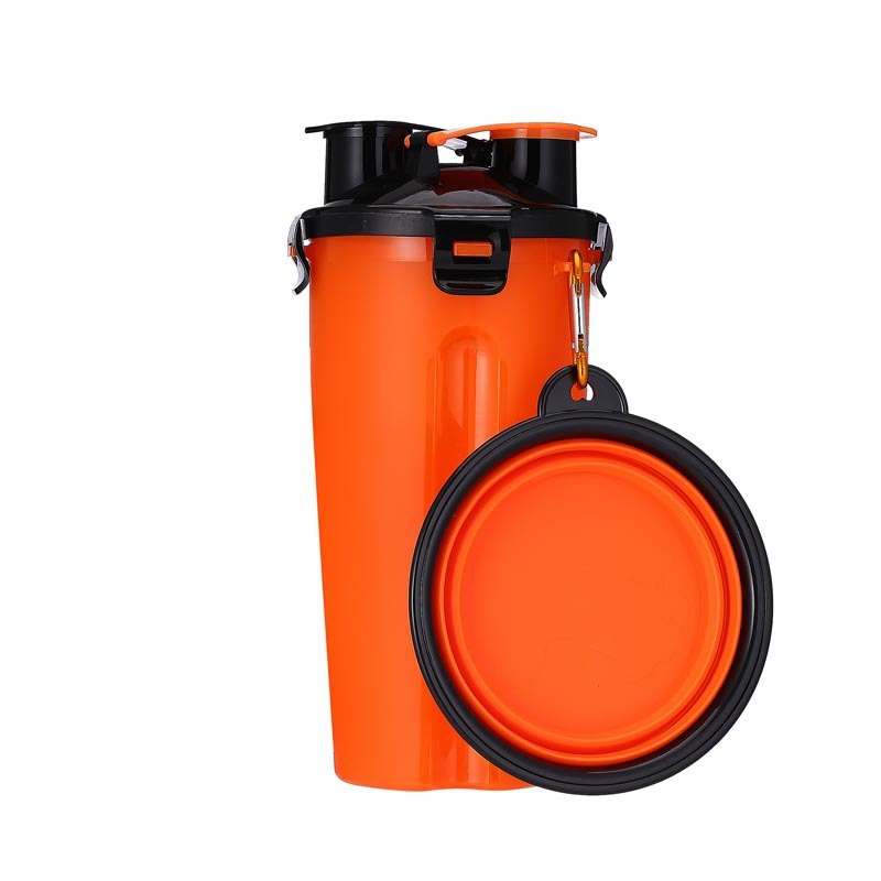 Water bottle with foldable bowl