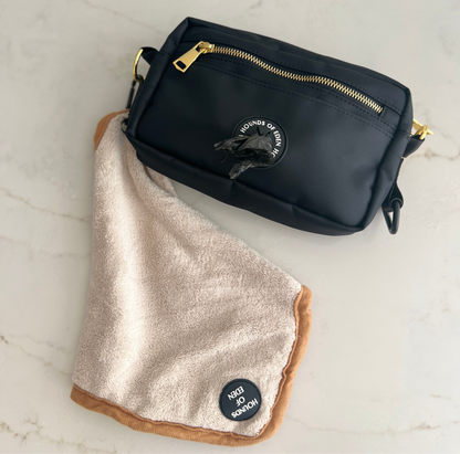 Mini Dog Towel + Clip, Beige & Orange
