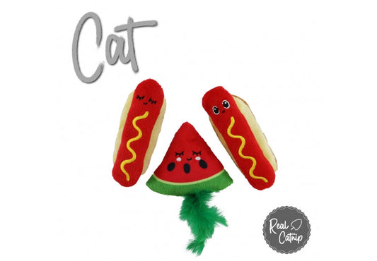 Ancol Food Batters Cat Toys – Hotdog & Watermelon Catnip Play Set