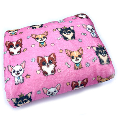 Signature Pink Chihuahua Print Exclusive Soft Cosy Fleece Blanket by My Chi and Me