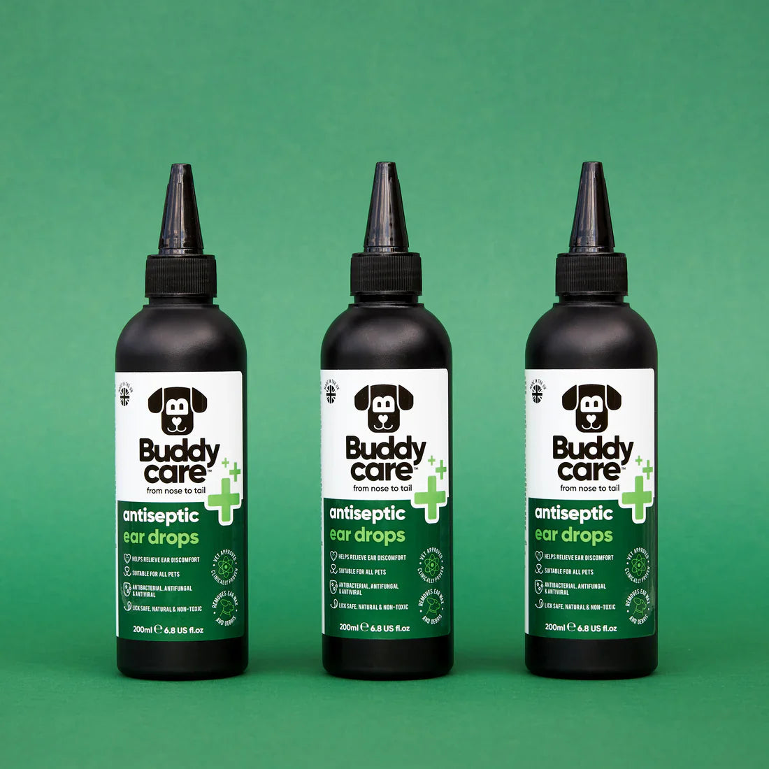 Buddy Care Pet Antiseptic Ear Drops for Dogs & Cats