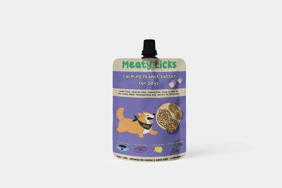 Meaty Licks Calming Peanut Butter for Dogs with L-Theanine – 113g Pouch