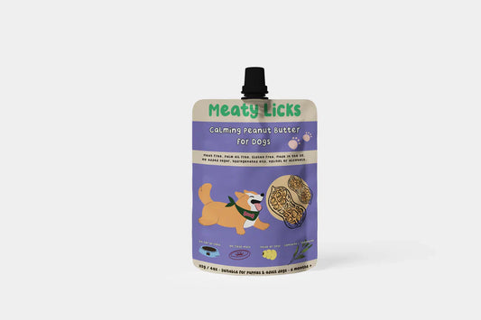 Meaty Licks Calming Peanut Butter for Dogs with L-Theanine – 113g Pouch