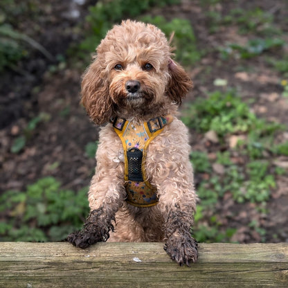 Summer Buzzin' No Pull Tactical Dog Harness – Yellow Insect Print, Adjustable, Step-In (XS-XL)