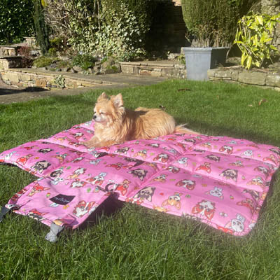 Roll and Go Signature Collection Pink Padded Chihuahua Print Travel Mat by My Chi and Me