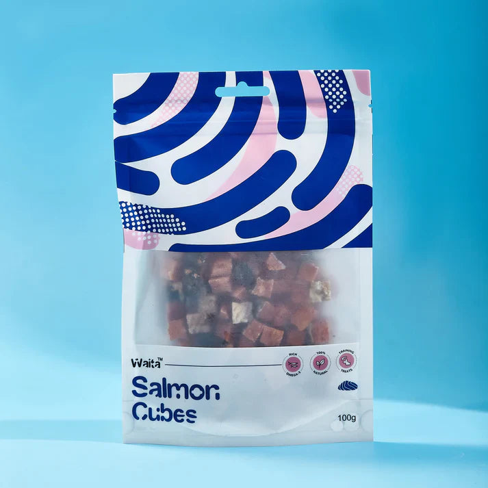 Waita Pets Air-Dried Salmon Cubes (100g) – Omega-3 Rich Treats for Dogs & Cats