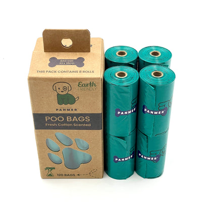 Dog Poo Bags Super Strong, Leak Proof, Fresh Cotton Scented Rolls (120 Bags)