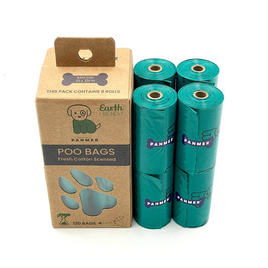 Dog Poo Bags Super Strong, Leak Proof, Fresh Cotton Scented Rolls (120 Bags)