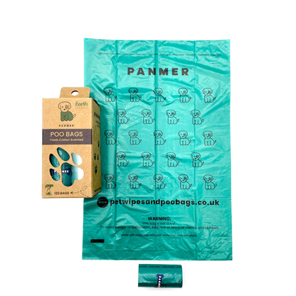 Dog Poo Bags Super Strong, Leak Proof, Fresh Cotton Scented Rolls (120 Bags)