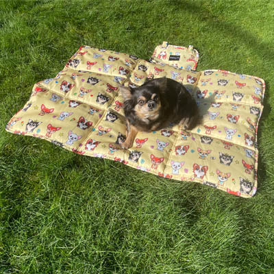 Roll and Go Signature Collection Golden Sands Padded Chihuahua Print Travel Mat by My Chi and Me