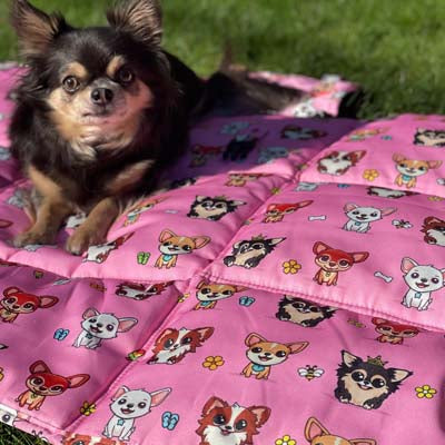 Roll and Go Signature Collection Pink Padded Chihuahua Print Travel Mat by My Chi and Me