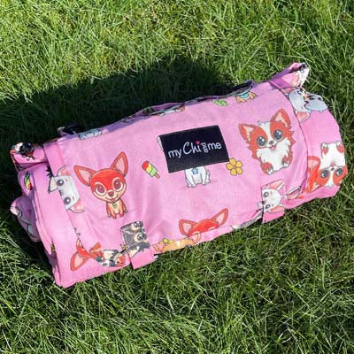 Roll and Go Signature Collection Pink Padded Chihuahua Print Travel Mat by My Chi and Me