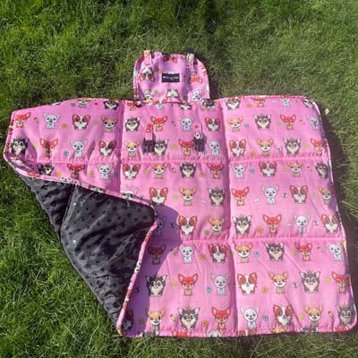 Roll and Go Signature Collection Pink Padded Chihuahua Print Travel Mat by My Chi and Me