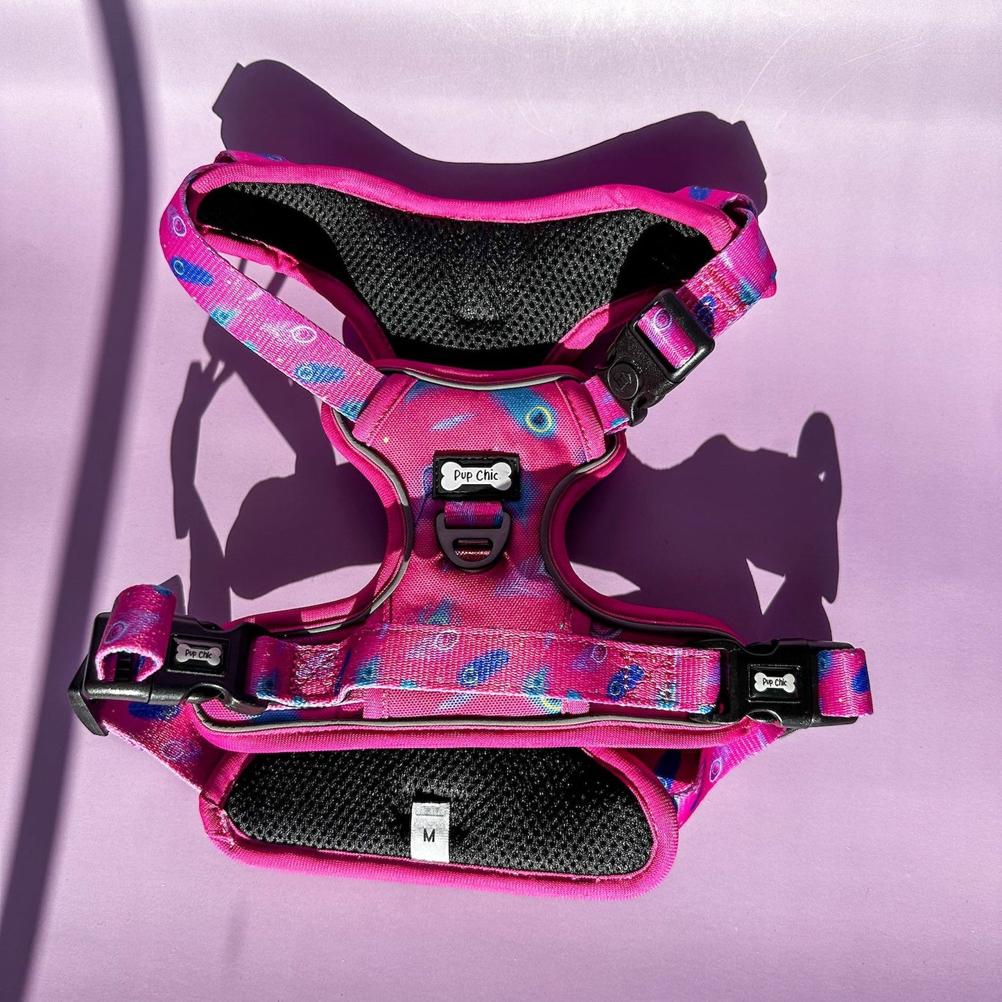 Peacock Power No Pull Tactical Dog Harness – Pink Peacock Feather Print, Adjustable, Step-In (Small-XL)