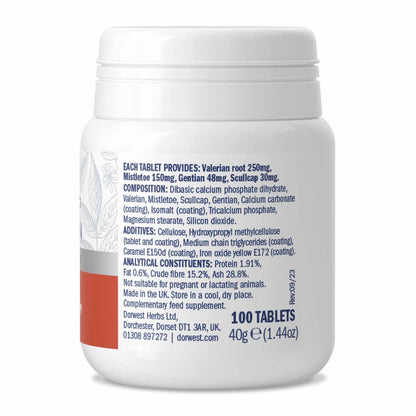 Dorwest Scullcap & Valerian Tablets For Dogs And Cats