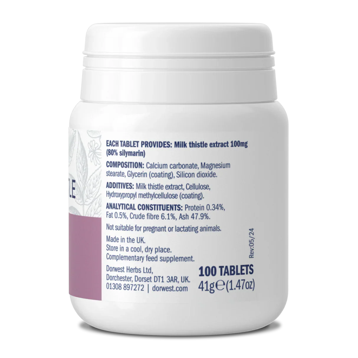 Dorwest Milk Thistle Tablets For Dogs & Cats – Natural Liver Support – 100 Tablets