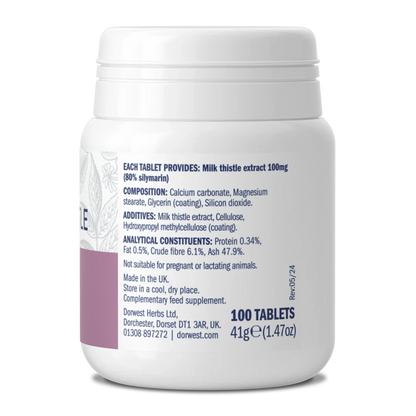 Dorwest Milk Thistle Tablets For Dogs & Cats – Natural Liver Support – 100 Tablets