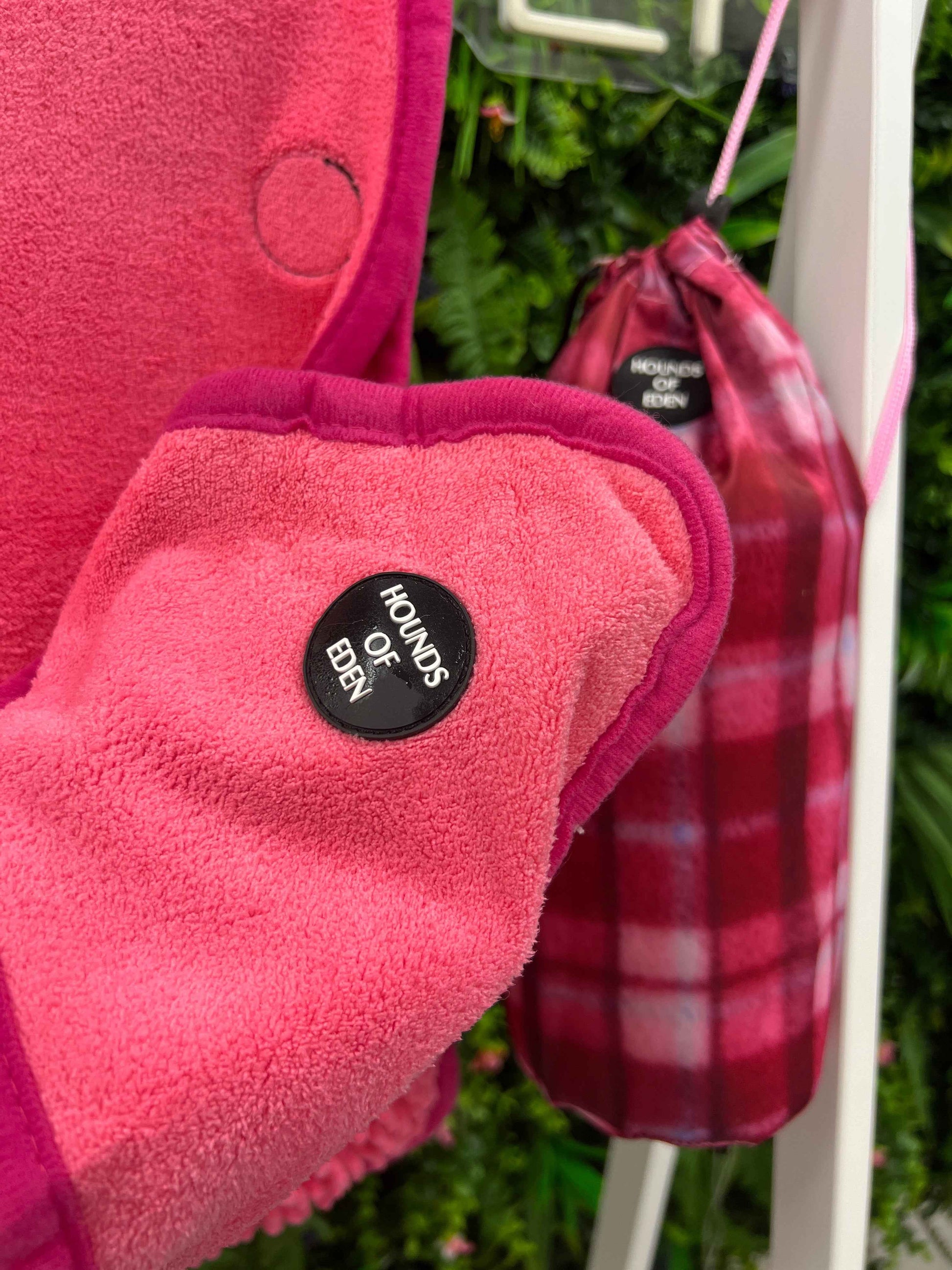 Rose Berry Plaid Dog Towel