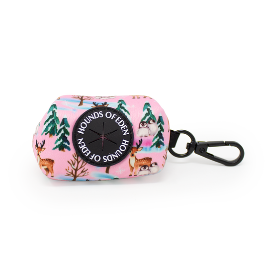 Aurora Nights - Pink Penguin Design Poop Bag Holder