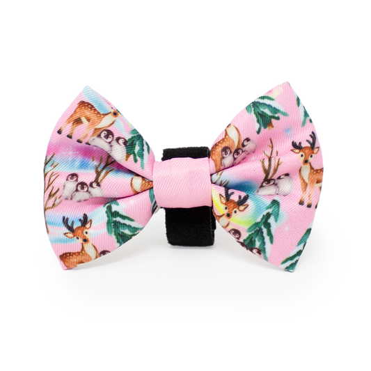 Aurora Nights - Pink Penguin Design Dog Bow Tie