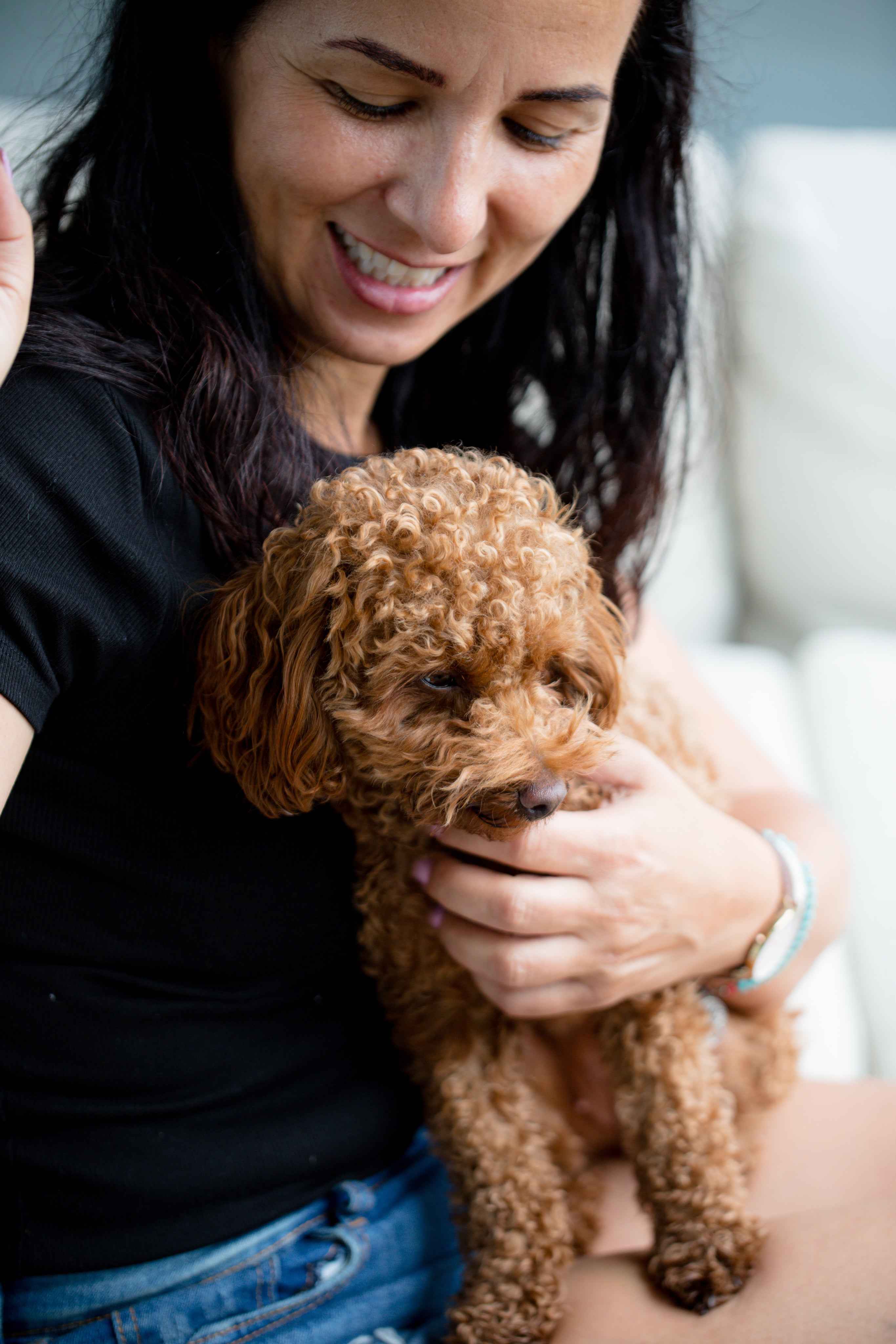 person holding dog