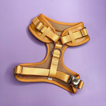 Alfresco Pup faux leather dog harness - camel colour adjustable dog harness - Pet Supplier Store