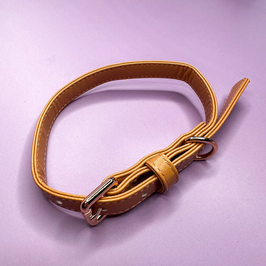 Alfresco Pup vegan leather dog collar - camel colour buckle dog collar - Pet Supplier Store