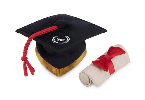 Back To School K9 Scholar Hat & Diploma Plush Dog Toy - Pet Supplier Store
