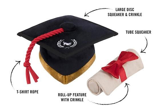 Back To School K9 Scholar Hat & Diploma Plush Dog Toy - Pet Supplier Store