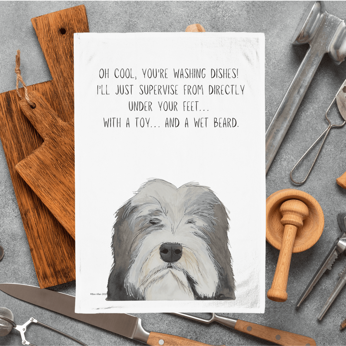 Beardie Chaos Tea Towel – When Hair Meets Hilarity in the Kitchen! - Pet Supplier Store