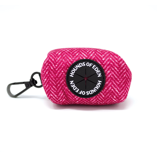'Bella' - Pink herringbone tweed effect Poop/Treat Bag Holder - Pet Supplier Store