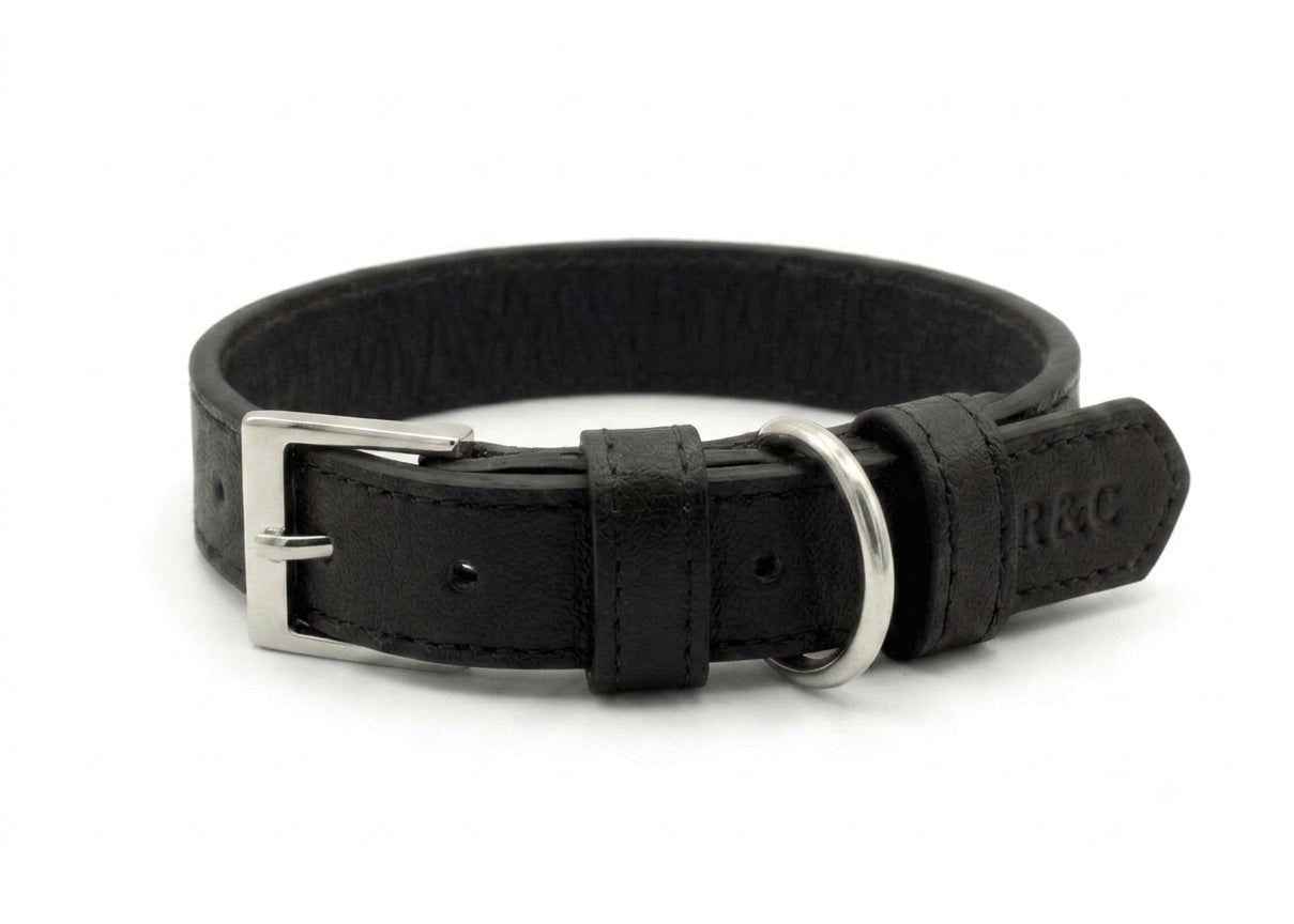 Black Leather Dog Collar