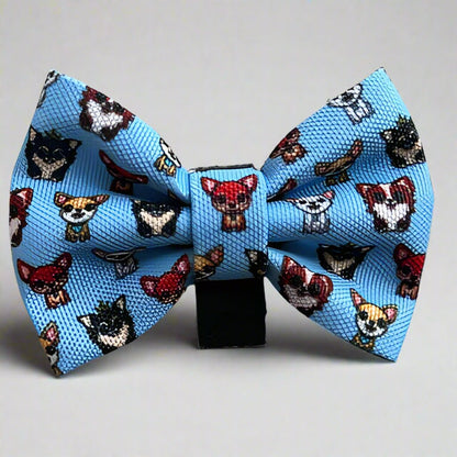 Blue Chihuahua Print Exclusive Designer Bow Tie by My Chi and Me - Pet Supplier Store