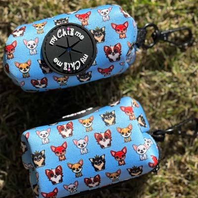 Blue Chihuahua Print Exclusive Designer Poop Bag Holder by My Chi and Me - Pet Supplier Store