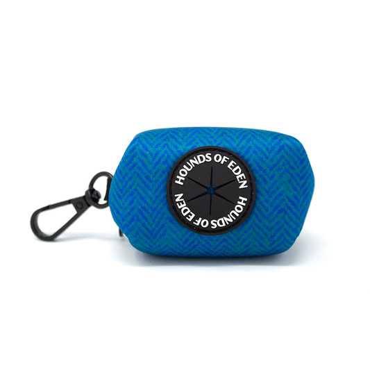 'Bruce' - Blue & Teal herringbone tweed effect Poop/Treat Bag Holder - Pet Supplier Store