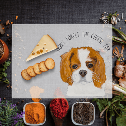 Cheese Tax Collector: Cavalier King Charles Spaniel Glass Chopping Board - Pet Supplier Store